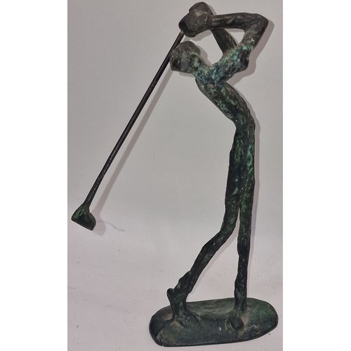 33 - Alberto Giacometti: Pair of vintage mid 20th Century bronze figurines of golfers in the Brutalist st... 
