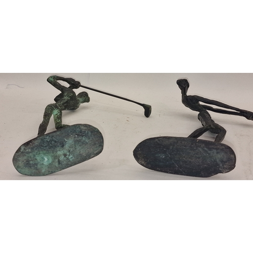 33 - Alberto Giacometti: Pair of vintage mid 20th Century bronze figurines of golfers in the Brutalist st... 