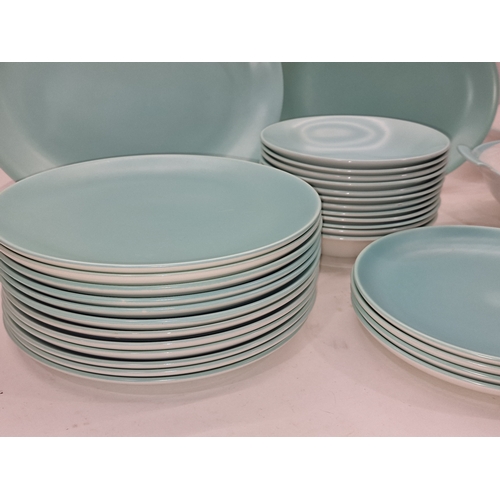 62 - Poole Pottery vintage Ice Green & Seagull dinner ware to include tureens, dinner plates, bowls, serv... 