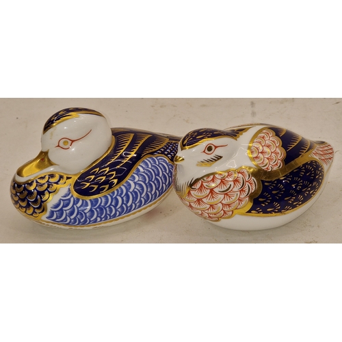 80 - Two Royal Crown Derby Imari pattern paperweights to include Quail and Duck. Both with gold stoppers ... 