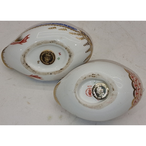80 - Two Royal Crown Derby Imari pattern paperweights to include Quail and Duck. Both with gold stoppers ... 