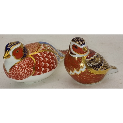 81 - Two Royal Crown Derby paperweights to include Pheasant and Sparrow. Both with gold stoppers unboxed.