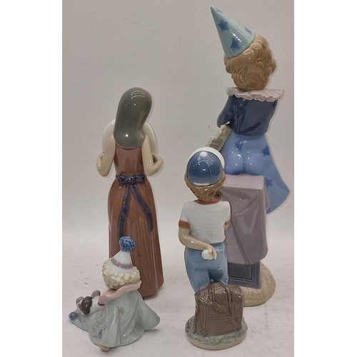 12 - Collection of unboxed Lladro figurines. Figure of boy with bat is damaged (4).