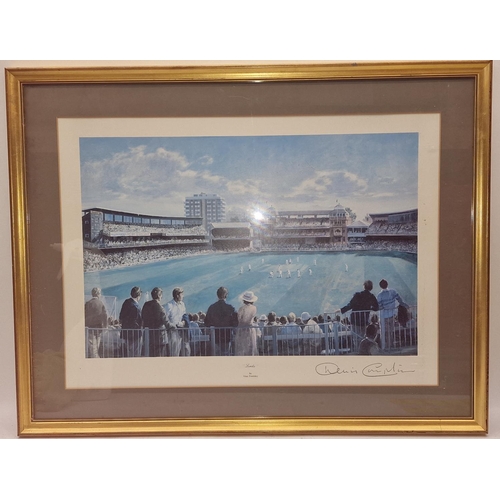 20 - Framed and glazed Alan Fearnley cricketing related print 
