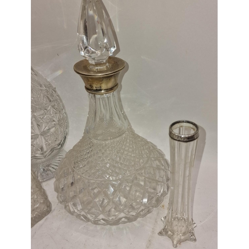 4 - Collection of crystal glass items to include two decanters, sugar sifter and a pair of vases. All wi... 