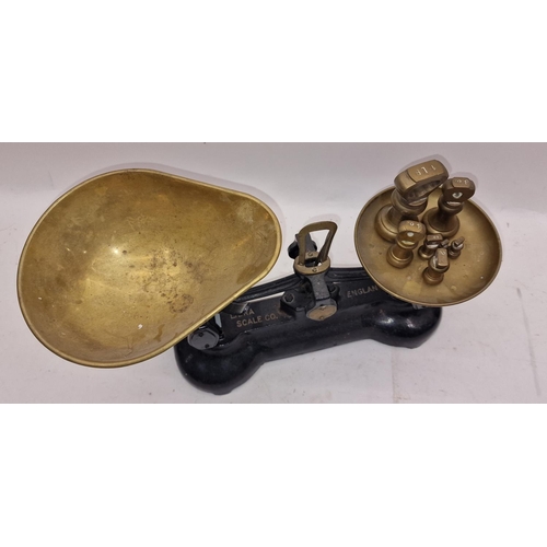 7 - Vintage set of Libra Scale Co. brass and metal sweet shop/kitchen weighing scales.