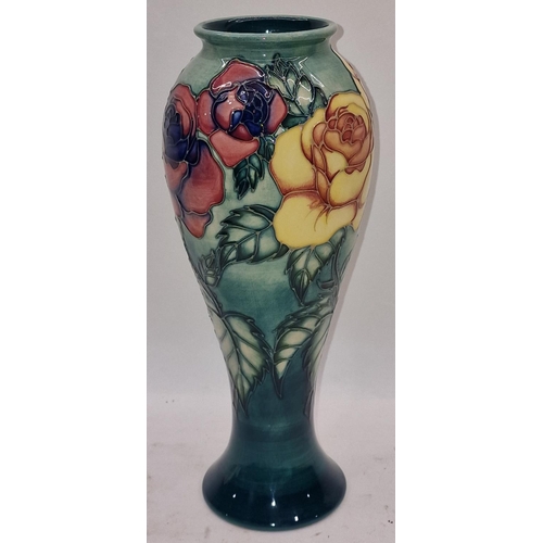 8 - Moorcroft limited edition 22/500 Rose and Bud baluster vase 28cm tall. Stamped and signed to base. C... 