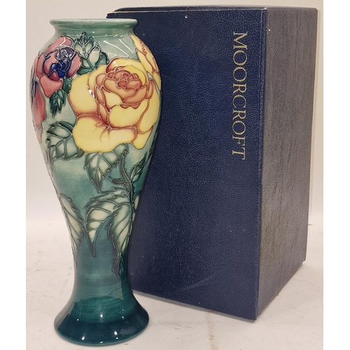 8 - Moorcroft limited edition 22/500 Rose and Bud baluster vase 28cm tall. Stamped and signed to base. C... 