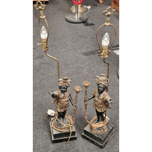 22 - Large pair of table lamps depicting Blackamoor figures each 89cm.