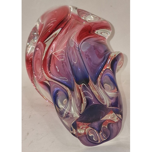 53 - Chribska Glassworks Propeller vase by Josef Hospodka in pink and purple 20cm tall.