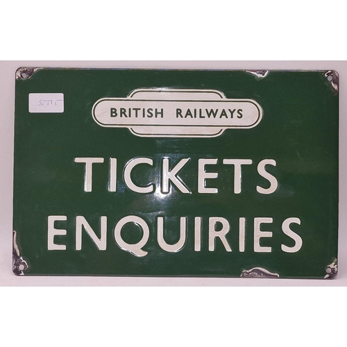 57 - British Railways Tickets Enquiries enamel sign 36x23cm.