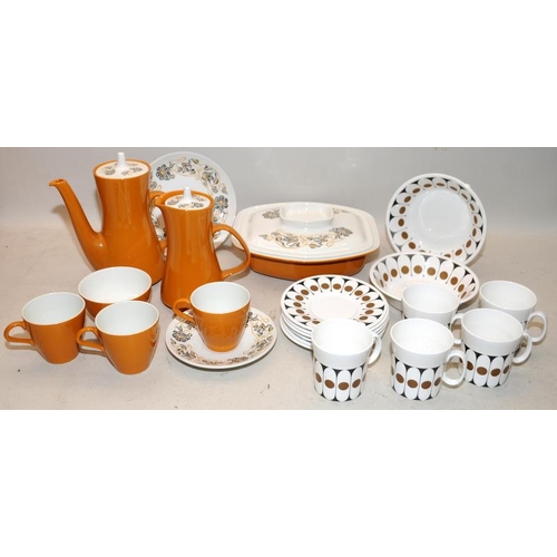 100 - Two Part tea services: Poole Pottery in the Dessert Sands pattern and Hostess Tableware in the Black... 