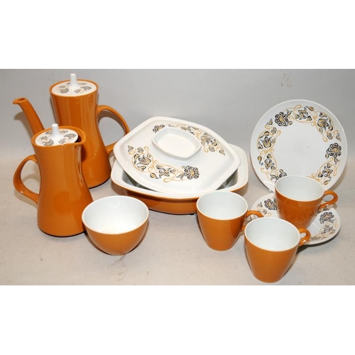 100 - Two Part tea services: Poole Pottery in the Dessert Sands pattern and Hostess Tableware in the Black... 