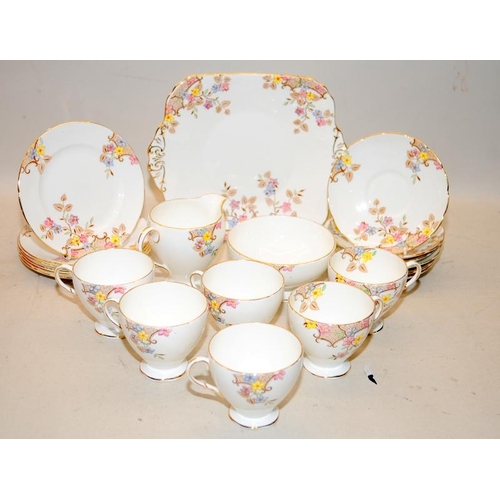 29 - EB Foley China tea service for six settings in the Florals and Lattice pattern
