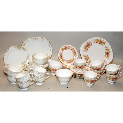 98 - Two Part tea services: Colclough Amanda pattern and a part service produced by Royal Radfords Fenton