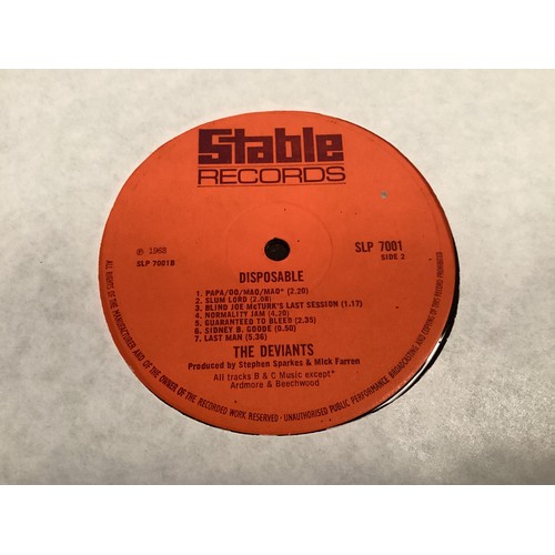 42 - VERY RARE PSYCH - THE DEVIANTS VINYL LP 'DISPOSABLE'. Found here on Stable Rcords SLP 7001 with matr... 