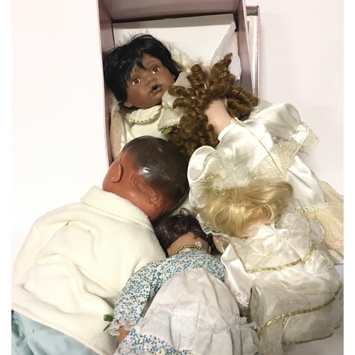 12 - Childs collectable Silver Cross dolls pram together with 5 bisque headed dolls to include a boxed Le... 