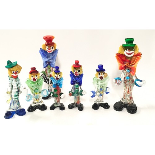 66 - Collection of Murano glass Clown figures. Tallest 37cm