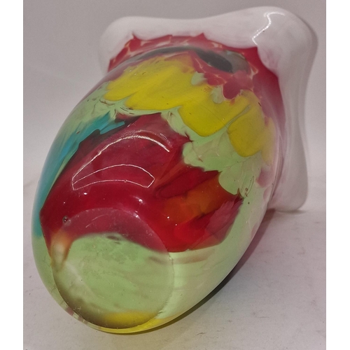 75 - Large hand blown colourful art glass vase  27cm tall.