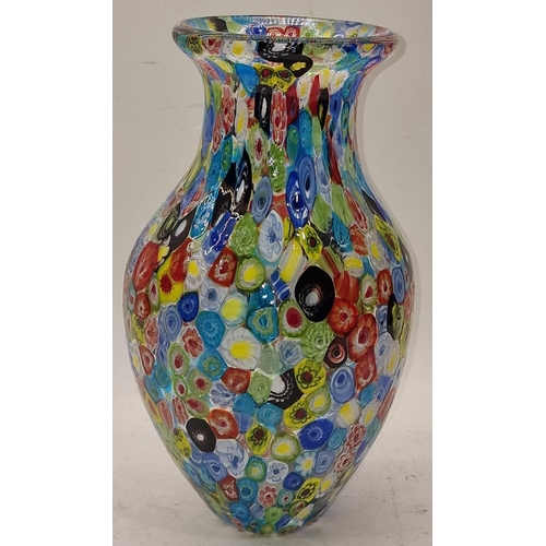 82 - Mid 20th Century  Millefiori style multi coloured glass vase  31cm tall.