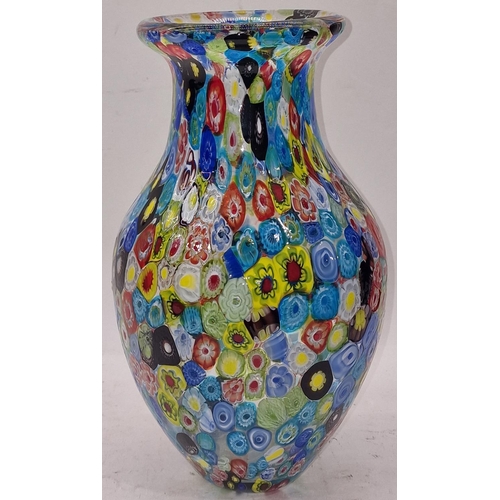 82 - Mid 20th Century  Millefiori style multi coloured glass vase  31cm tall.