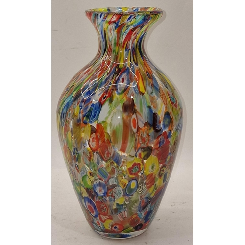 85 - Mid 20th Century Millefiori style multi coloured glass vase  32cm tall.