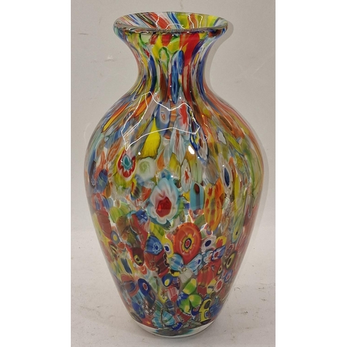 85 - Mid 20th Century Millefiori style multi coloured glass vase  32cm tall.