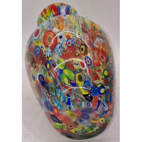 85 - Mid 20th Century Millefiori style multi coloured glass vase  32cm tall.