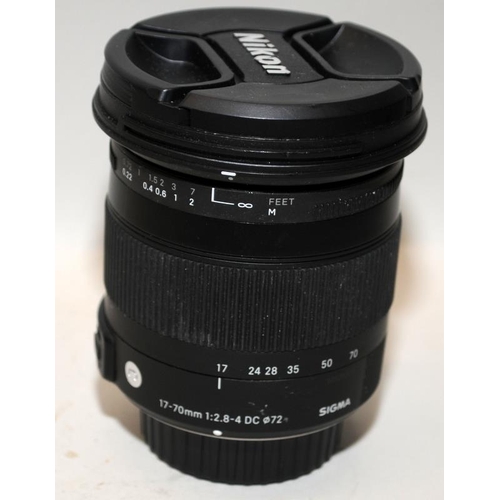 25 - Sigma Nikon Fit lens: 17-70mm 1:2.8-4 DC Zoom lens. (ref:76)