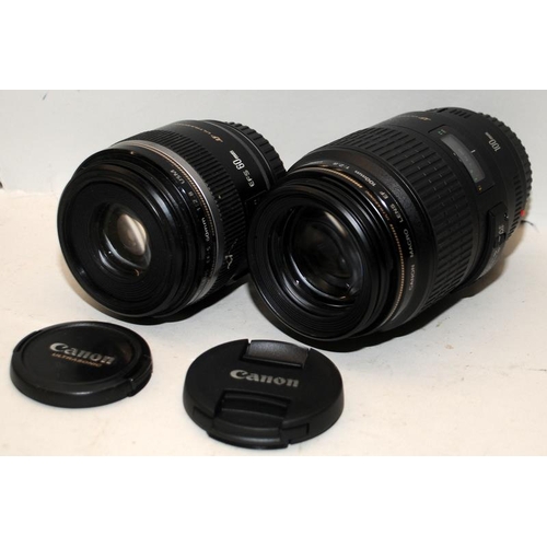 63 - Canon EF-S 60mm 1:2.8 USM Macro Lens c/w Canon  EF 100mm 1:2.8 USM Macro Lens, focus ring on 60mm le... 