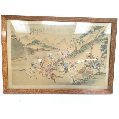 13 - Early 20th century Chinese battle scene calligraphy on silk.