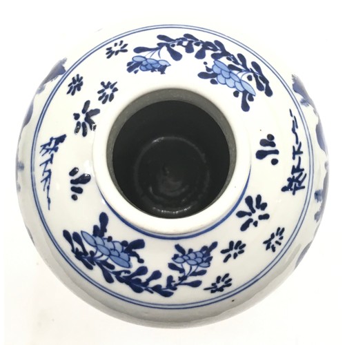 29 - A blue and white 19C Chinese vase. 23cm tall