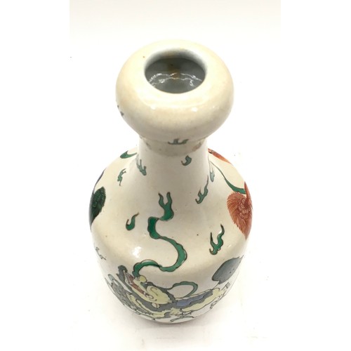 40 - Late 19C Chinese Famille vert hand decorated Lion vase 20cm tall