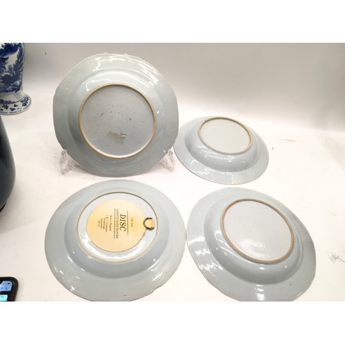 47 - 18C Four Chinese blue and white plates.