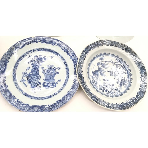 47 - 18C Four Chinese blue and white plates.