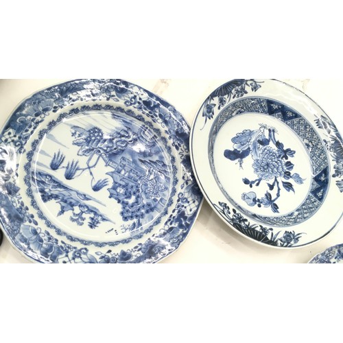 47 - 18C Four Chinese blue and white plates.