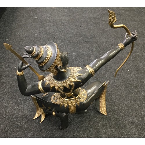 97 - Large Cast bronze and gilt figure of Prince Phra Rama archer figure 33cm tall