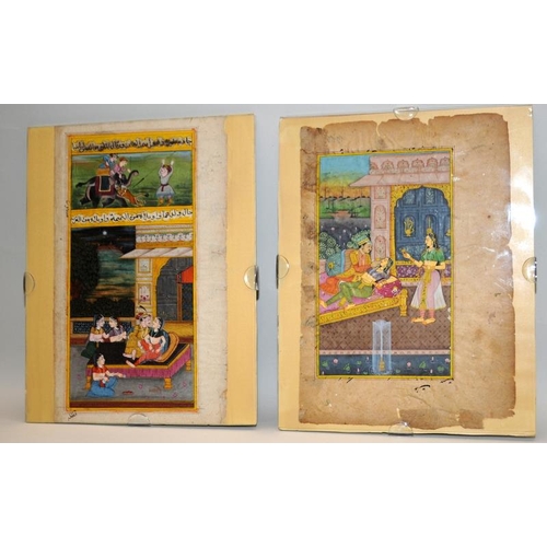 4 - 2 x Indian Gouache 19th century paintings on parchment paper. Frame size 20cms x 25cms