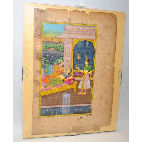 4 - 2 x Indian Gouache 19th century paintings on parchment paper. Frame size 20cms x 25cms