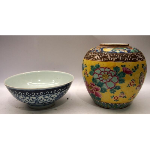 61 - A good collection of Chinese pottery etc to include vintage items