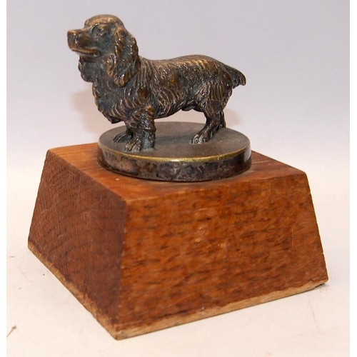 51 - Vintage Spaniel Car Mascot mounted on a wooden plinth