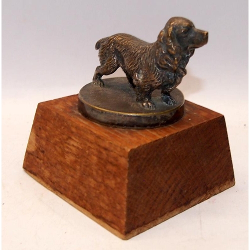 51 - Vintage Spaniel Car Mascot mounted on a wooden plinth