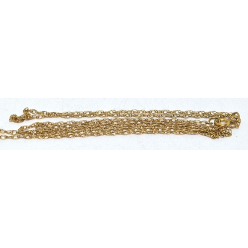 358 - 9ct gold laverier set with Diamonds and Sapphire on a 46cm gold neck chain