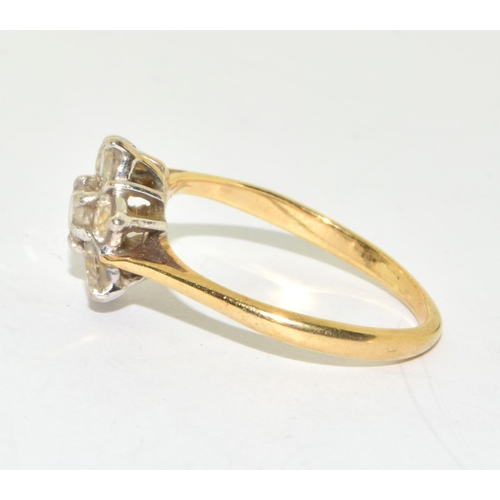 393 - 9ct gold ladies Diamond 7 stone Daisy ring approx 1ct size O