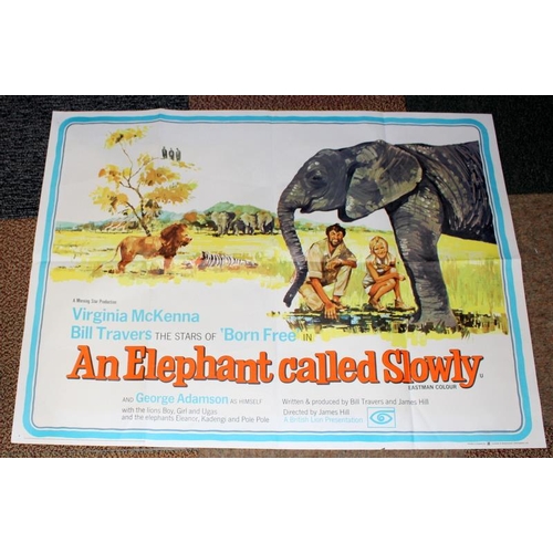 61 - Vintage folded Quad cinema poster: An Elephant Called Slowly - Virginia McKenna, Bill Travers. 102cm... 