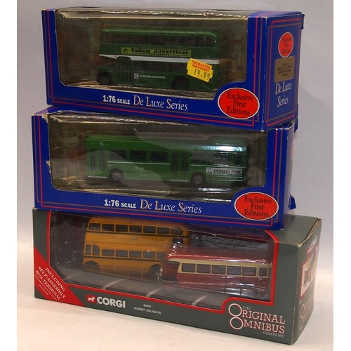 17 - A collection of die-cast model buses, various makes including Corgi, EFE etc. 11 in lot, all boxed