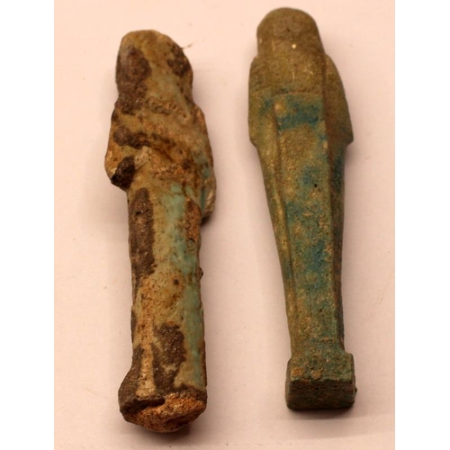 30 - Genuine Ancient Egyptian Dynasty XXI-XXII Shabtis. 4 in lot, the largest being 12cms, lot also inclu... 