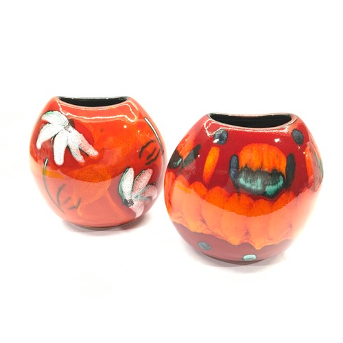 6 - Poole Pottery Living Glaze Daisy Pattern purse vase (20cms) together with one other Volcano pattern ... 