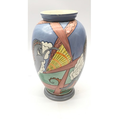 30 - Poole Pottery hand decorated vase by Nikki Massarella depicting a fantasy horse 9