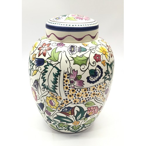 108 - Poole Pottery SK pattern (Persian Deer) Ginger Jar & cover decorated by Susan Russell 10